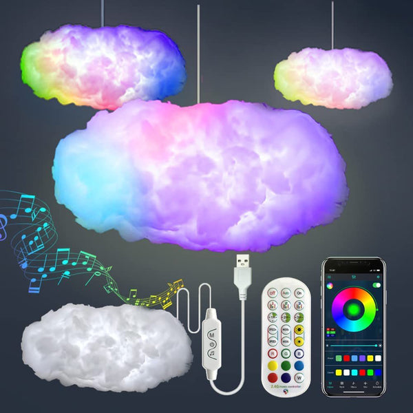 Luz  Simulação de Relâmpago Nuvens Quarto ou Luz de Sala, USB Cloud Light APP, Controle Sincronização de Música 3D RGBIC
