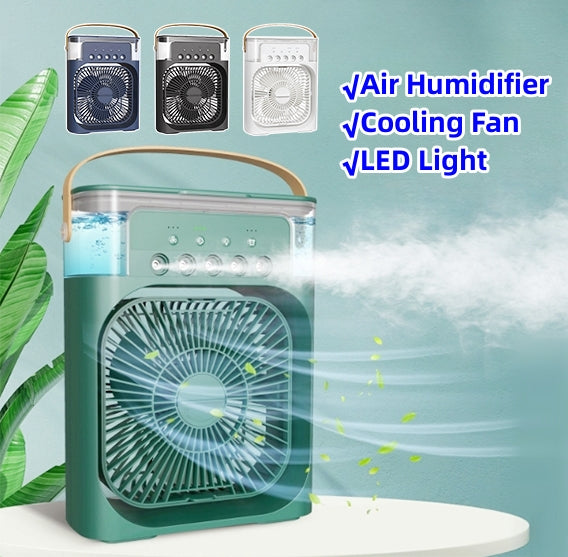 3 em 1, Ventilador de resfriamento, USB LED Luz noturna Ventilador de umidificação de névoa de água Ventilador elétrico em spray