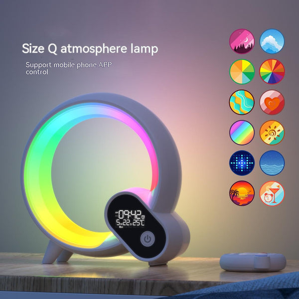 Luz analógico nascer do sol, display digital, despertador bluetooth áudio inteligente wake-up q atmosfera colorida luz